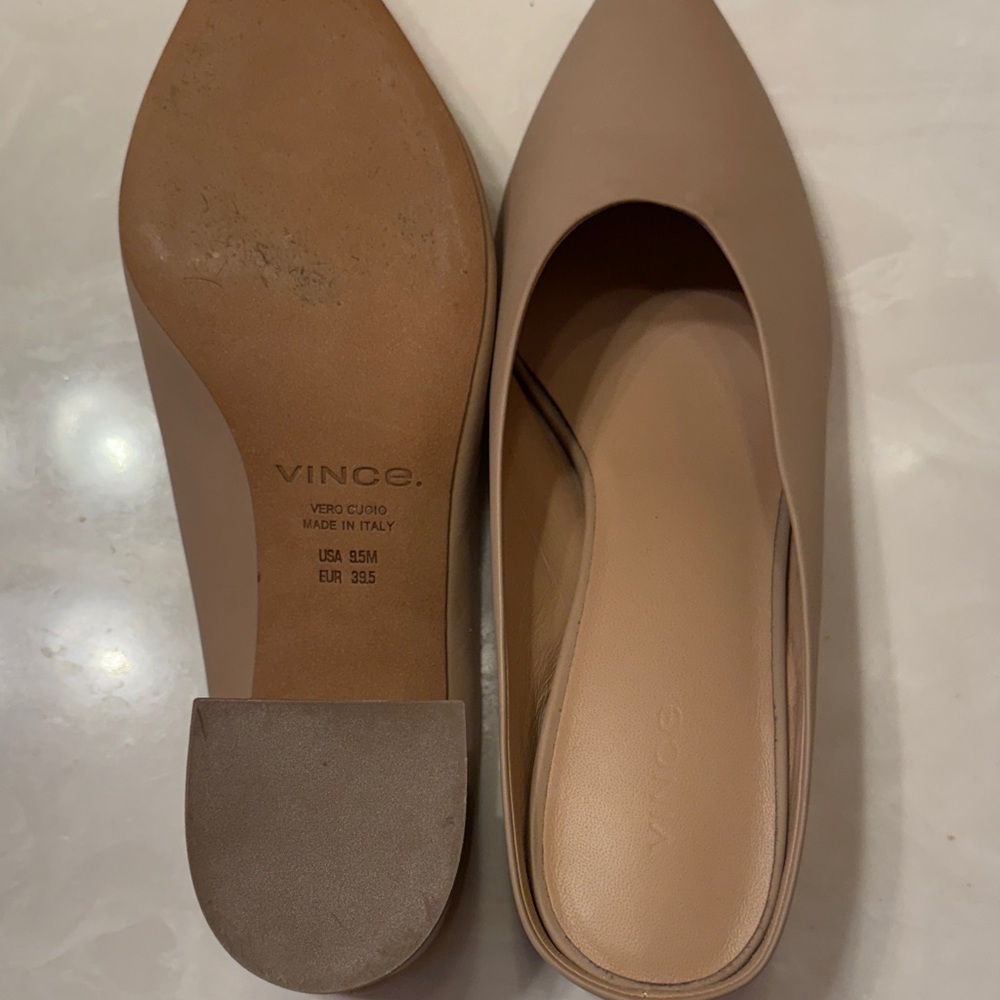 Vince Women's Taupe Leather Mules - Picture 5 of 7
